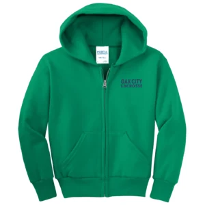 Oak City Lacrosse Embroidery Youth Full Zip Hoodie